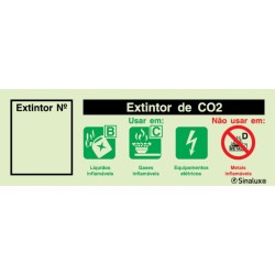 Placa Sinalização Incêndio - Extintor CO2 Numerada
