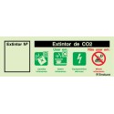 Placa Sinalização Incêndio - Extintor CO2 Numerada